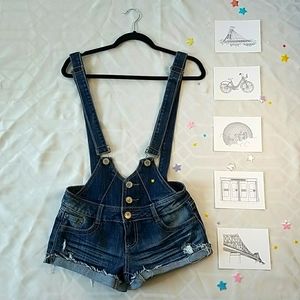 Y2K Jean Shorts With Adjustable Suspender Straps